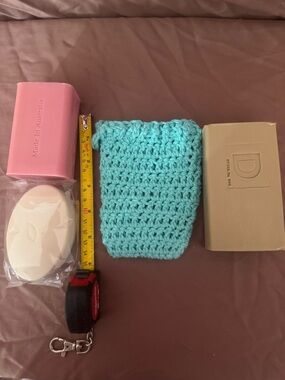 Handmade Crocheted Soap Saver Scrubbie Pouch - Aqua Blue